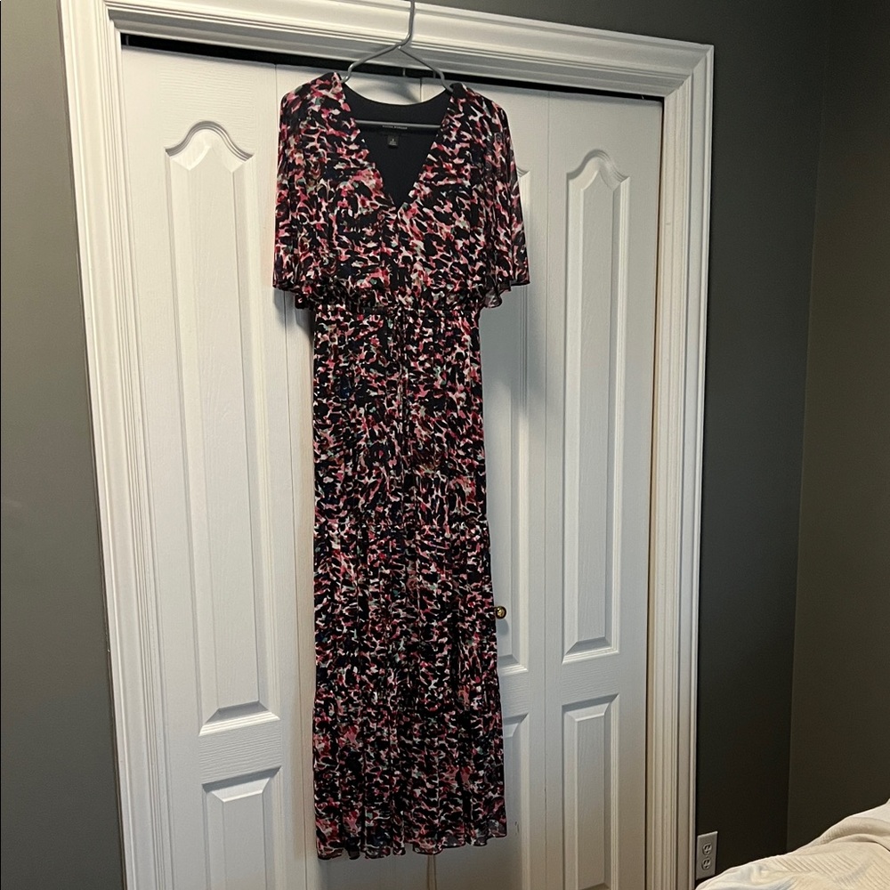 Donna Morgan Black Maxi Dress with Pink Floral Print